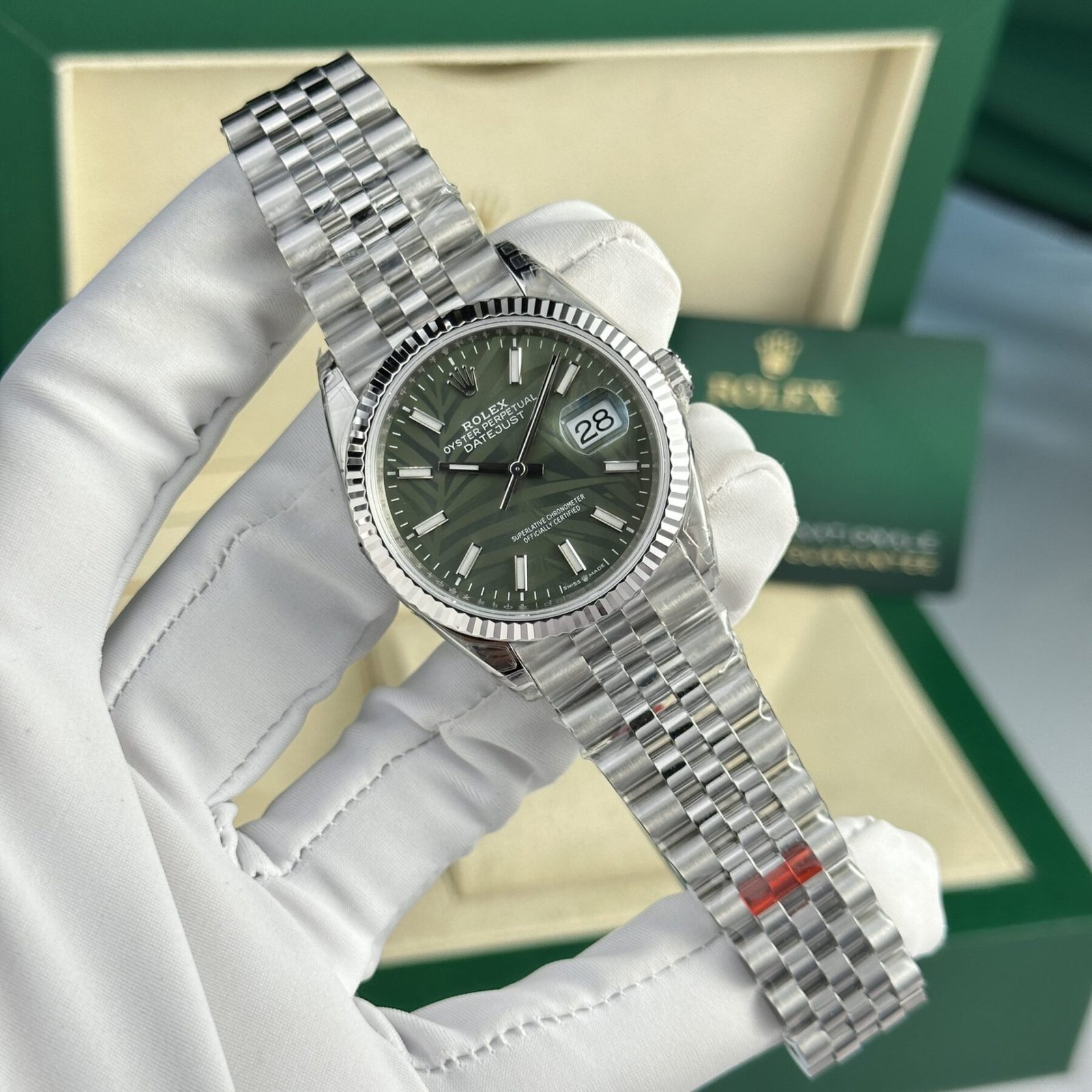 1750587996-5.jpg Rolex Datejust 126234 904L Steel Green Palm Dial 36mm Jub Super Clone - 图片 1
