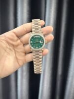 Rolex Day-Date 128235 RG Plated Green Dial With Diamonds 36mm Super Clone - 图片 2