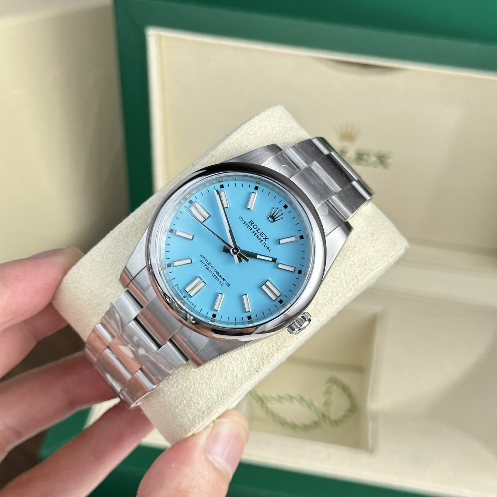 1750588117-55-1.jpg Rolex Oyster Perpetual 124300 904L Steel Ice Blue Dial 41mm Oyster Super Clone - 图片 1