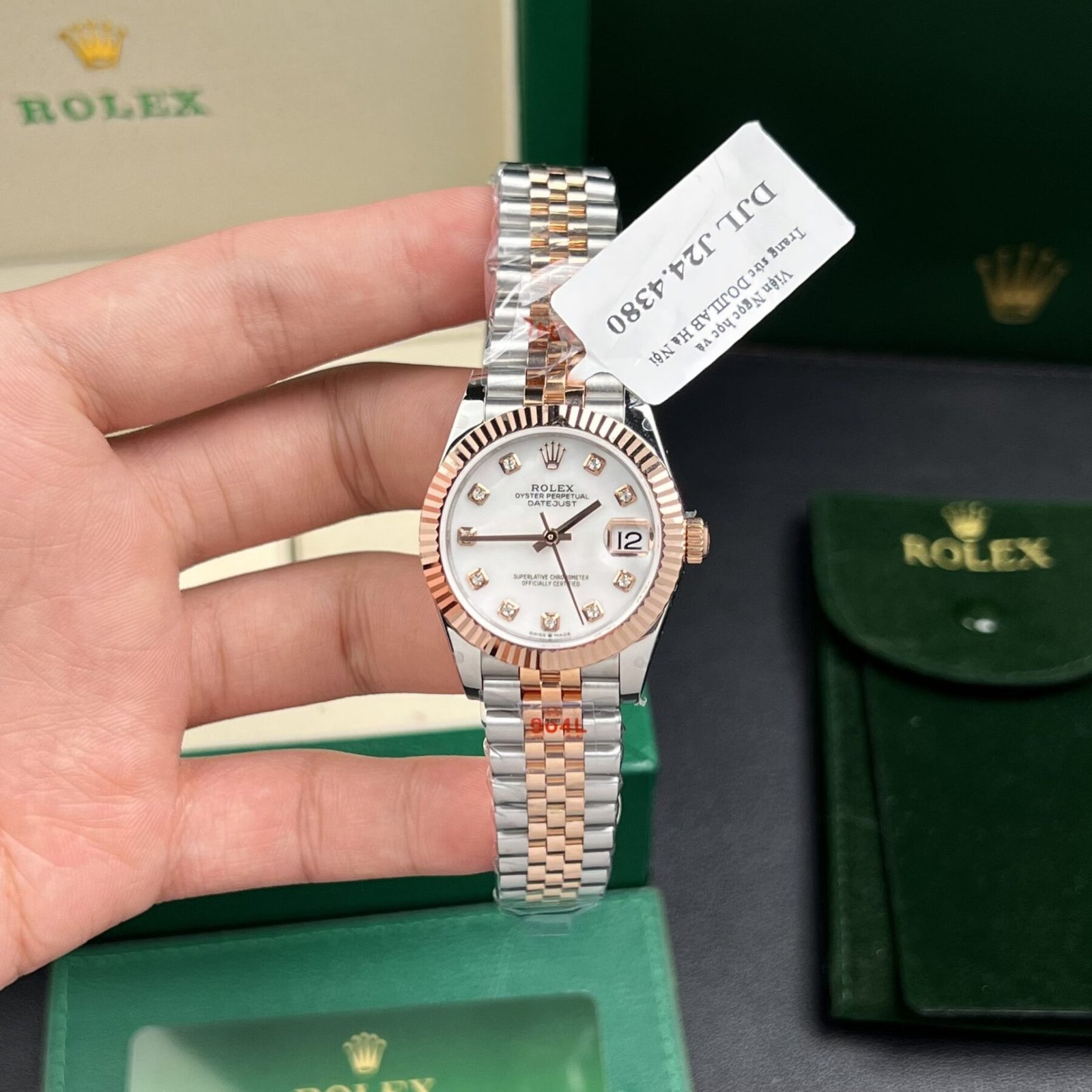 1750588133-61.jpg Rolex Datejust SS/RG Plated MOP Dial CZ Diamonds 31mm Jub Super Clone - 图片 1