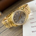 Rolex Day-Date YG Plated Meteorite Dial CZ Diamonds 36mm Super Clone - 图片 3