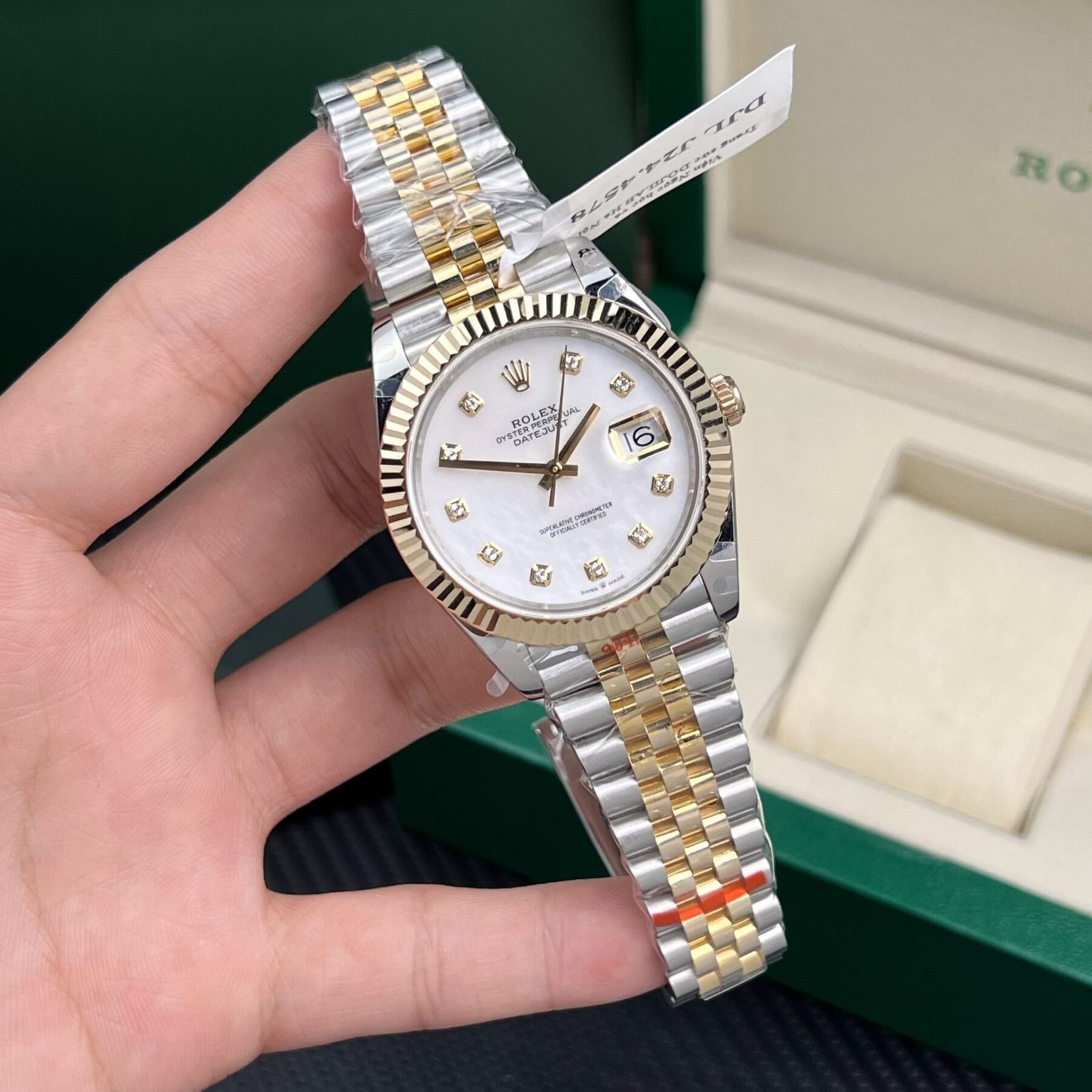 1750588229-99-1.jpg Rolex Datejust SS/YG Plated MOP Dial CZ Diamonds 41mm Jub Super Clone - 图片 1