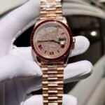 Rolex Day-Date RG Plated Diamond Dial Diamond 40mm Super Clone
