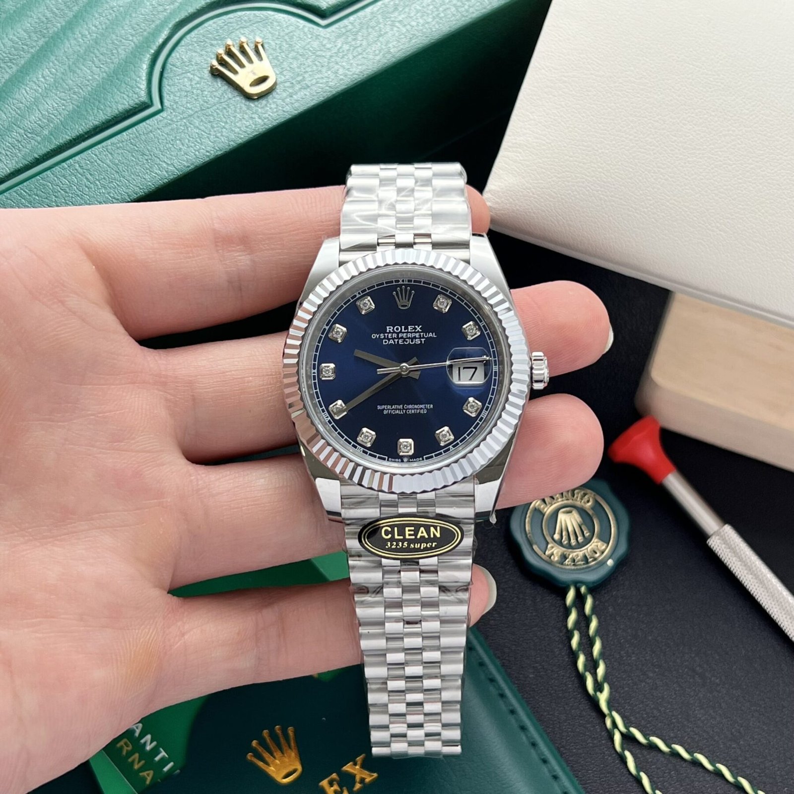 1750588367-153-scaled-1.jpg Rolex Datejust 126334 904L Steel Blue Dial CZ Diamonds 41mm Jub Super Clone - 图片 1