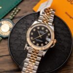 Rolex Datejust SS/YG Plated Black Dial CZ Diamonds 31mm Jub Super Clone