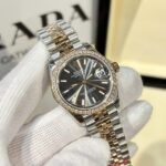 Rolex Datejust SS/RG Plated Grey Dial CZ Diamonds 31mm Jub EWF Replica - 图片 2