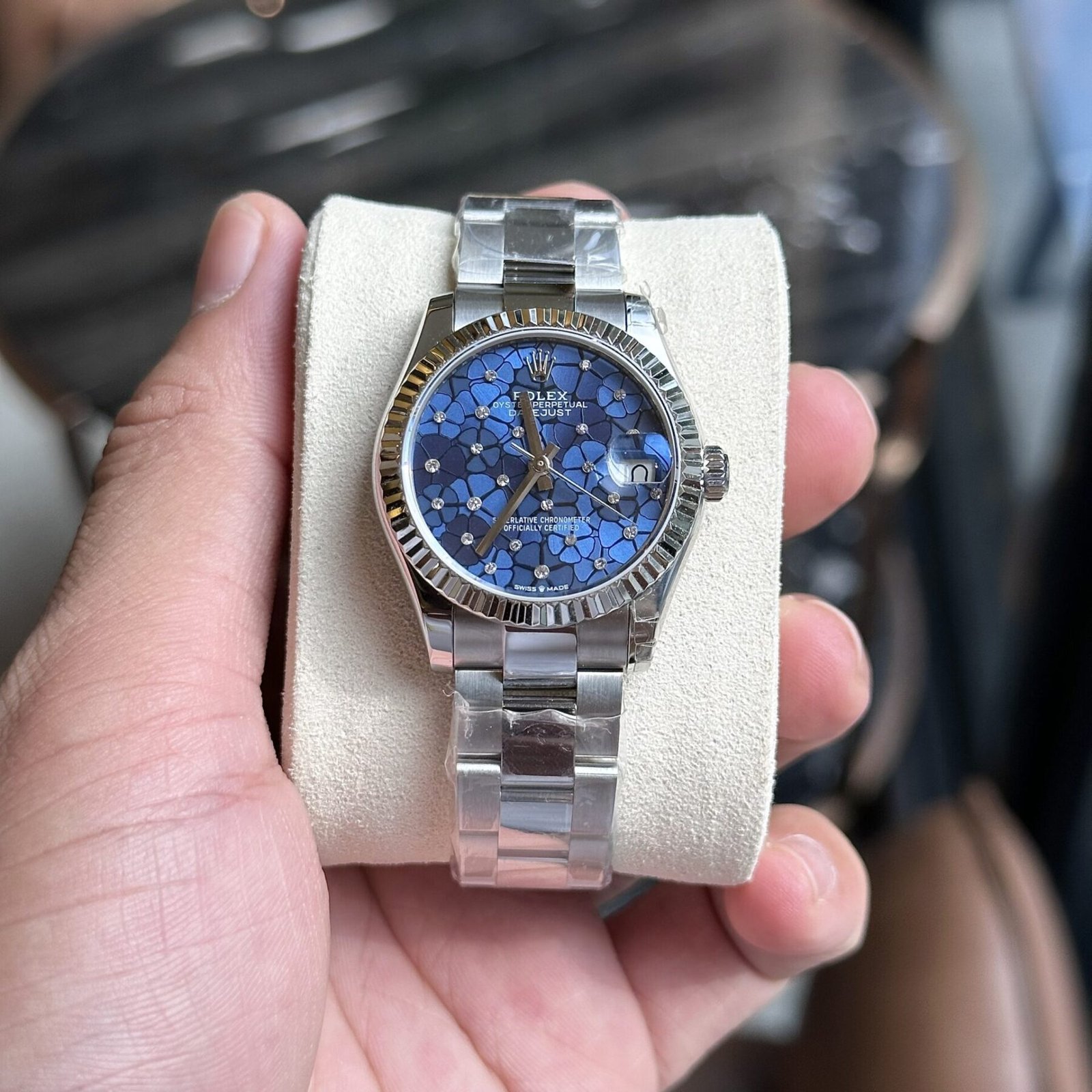 1750588696-277.jpg Rolex Datejust 316L Steel Blue Dial CZ Diamonds 31mm Oyster AAA Replica - 图片 1