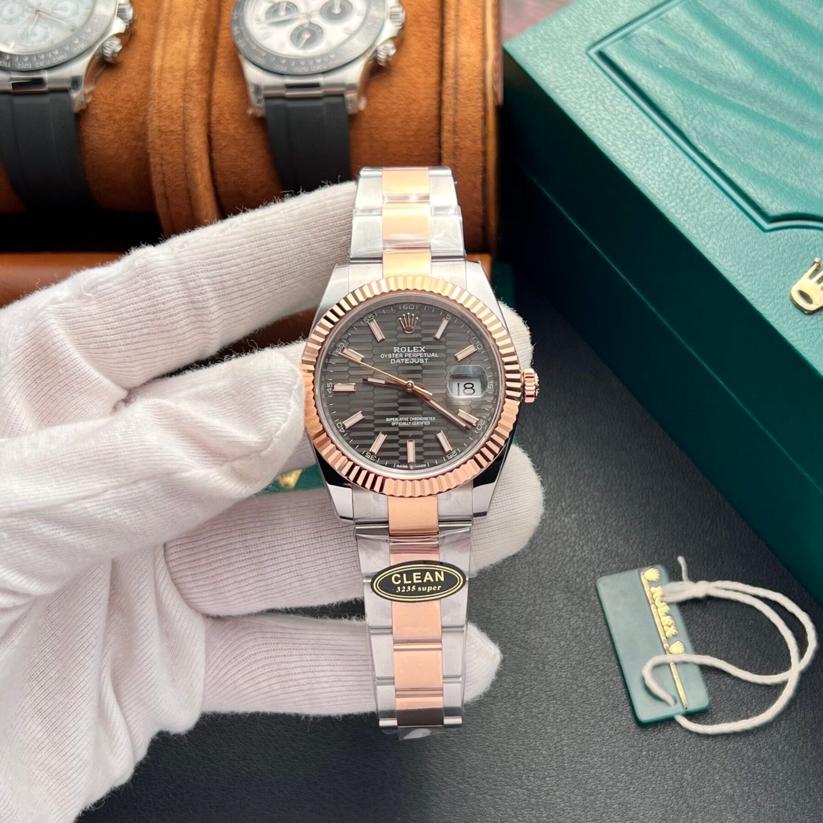 1750588723-288.jpg Rolex Datejust 126331 SS/RG Plated Grey Dial 41mm Oyster Super Clone - 图片 1