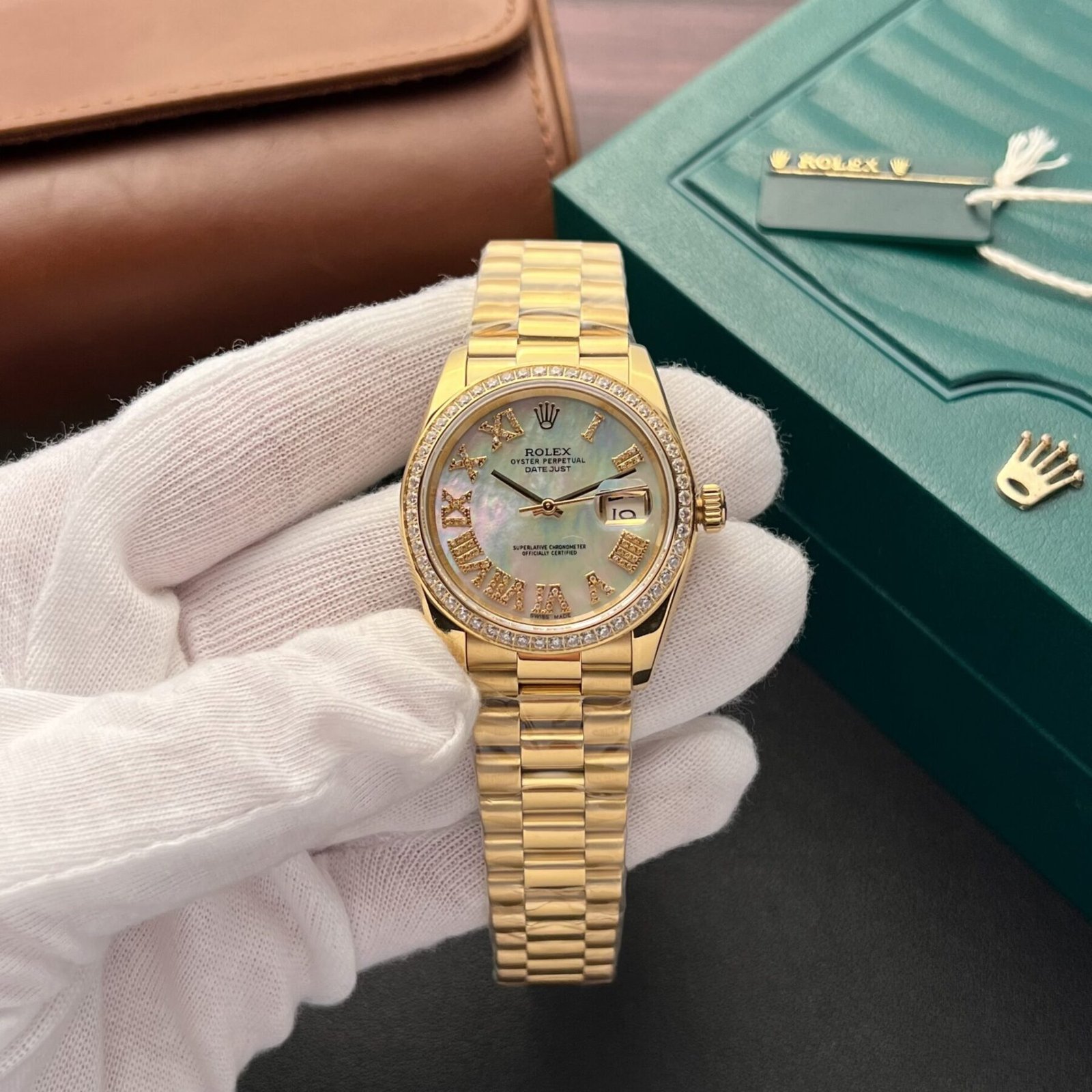 1750588751-297.jpg Rolex Datejust YG Plated MOP Dial CZ Diamonds 36mm Super Clone - 图片 1