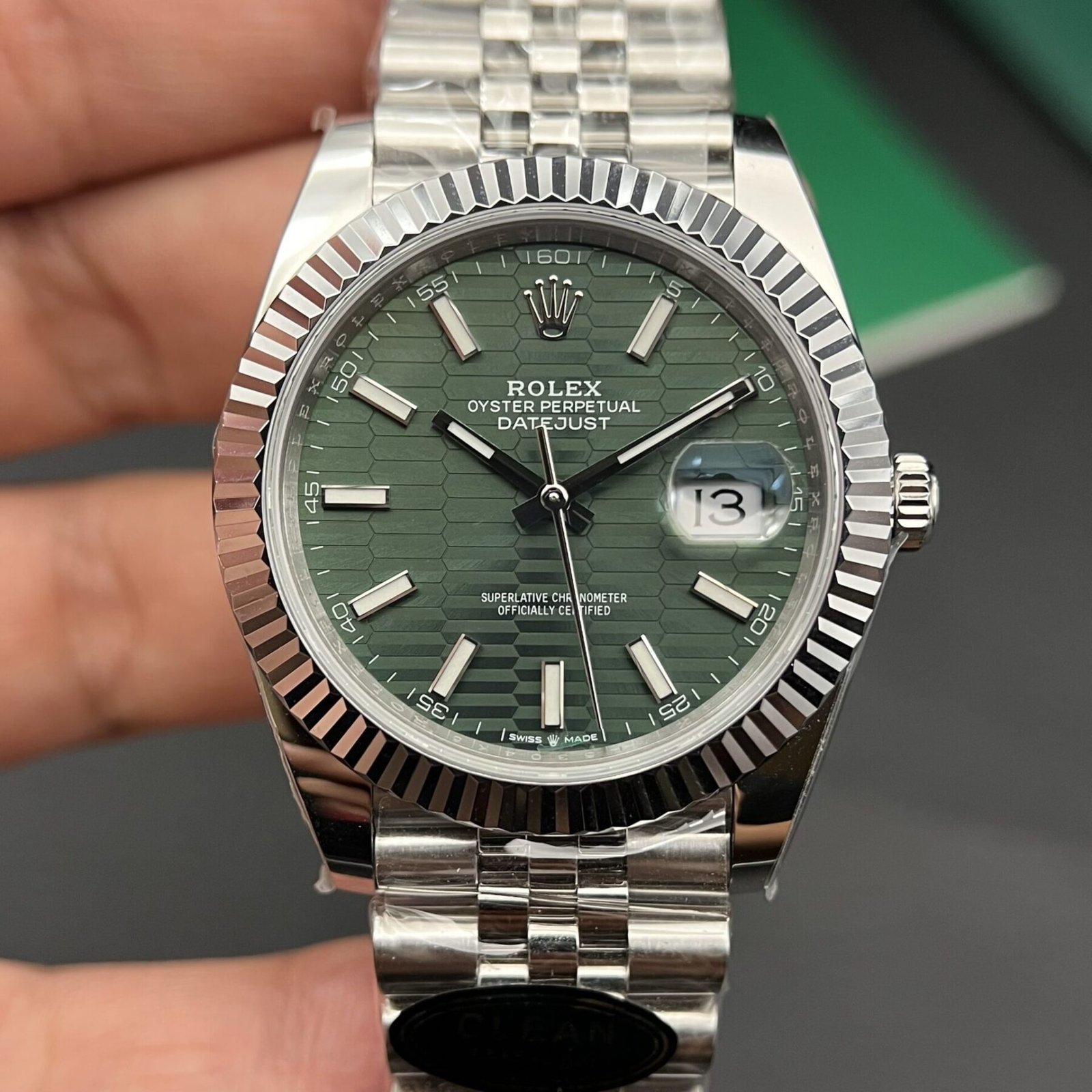 1750588760-301.jpg Rolex Datejust 126234 904L Steel Fluted Green Dial 36mm Jub Super Clone - 图片 1