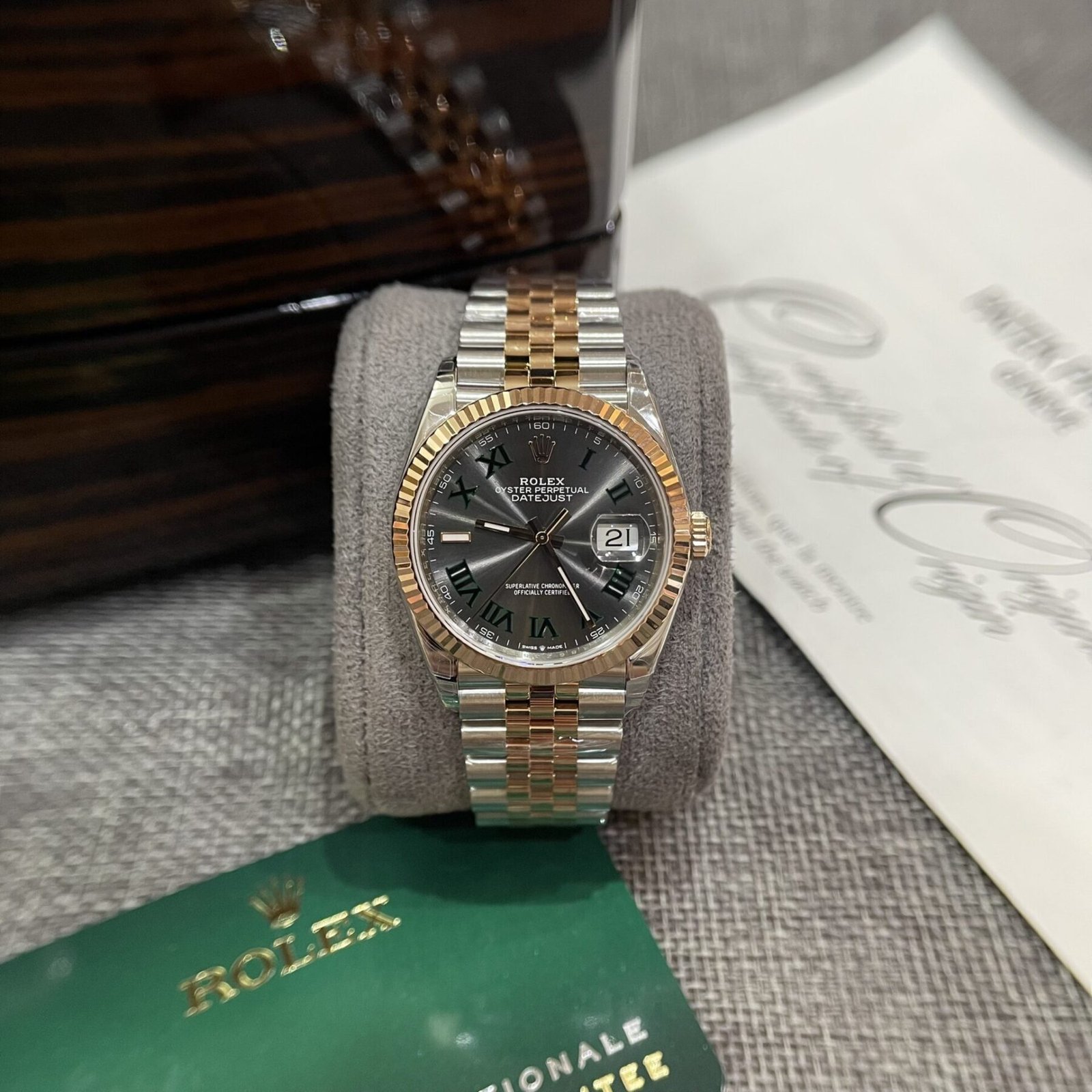 1750588765-303.jpg Rolex Datejust 126231 SS/RG Plated Wimbledon Grey Dial 36mm Jub Super Clone - 图片 1