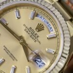 Rolex Day-Date 128238 YG Plated Champagne Dial Baguette Diamonds 36mm Super Clone - 图片 4