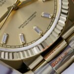 Rolex Day-Date 128238 YG Plated Champagne Dial Baguette Diamonds 36mm Super Clone - 图片 5