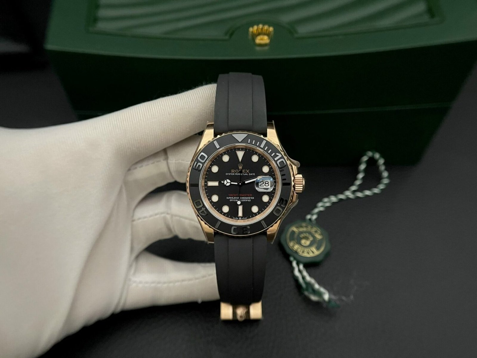 1750588843-335.jpg Rolex Yacht-Master RG Plated Black Dial 40mm Oysterflex EWF Replica - 图片 1