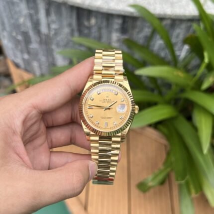 Rolex Day-Date YG Plated Champagne Dial CZ Diamonds 40mm Replica