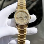 Rolex Day-Date YG Plated Diamond Dial Baguette Diamond 40mm Super Clone