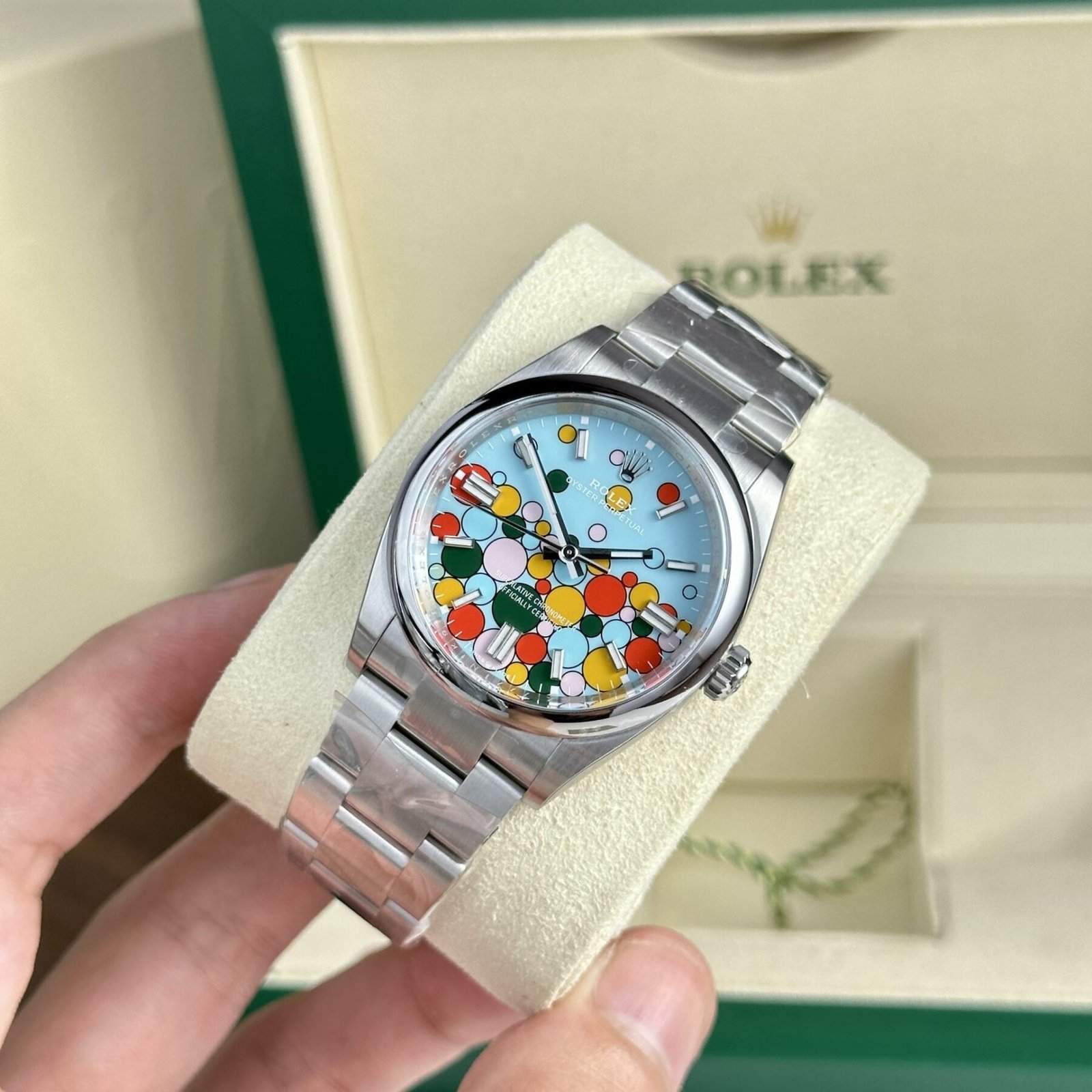 1750589048-419.jpg Rolex Oyster Perpetual 124300 904L Steel Celebration Dial 36mm Oyster Super Clone - 图片 1