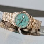 Rolex Day-Date 128238 RG Plated Turquoise Blue Dial CZ Diamonds 36mm Super Clone - 图片 3