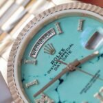 Rolex Day-Date 128238 RG Plated Turquoise Blue Dial CZ Diamonds 36mm Super Clone - 图片 5