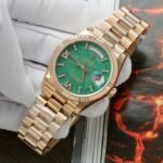 Rolex Day-Date 128235 RG Plated Green Dial CZ Diamonds 36mm Super Clone - 图片 3