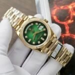 Rolex Day-Date 128238 YG Plated Ombre Green Dial CZ Diamonds 36mm Super Clone - 图片 2