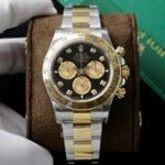 Rolex Daytona 126503 SS/YG Plated Black Dial CZ Diamonds 40mm Oyster Super Clone
