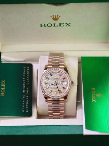 Rolex Day-Date RG Plated Gem-set Bezel Diamond Dial 40mm Super Clone