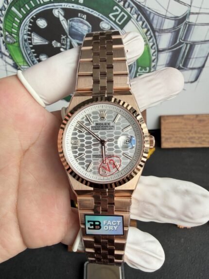 Rolex Land-Dweller 127335 Rose Gold White Honeycomb-Motif Dial 40mm Super Clone
