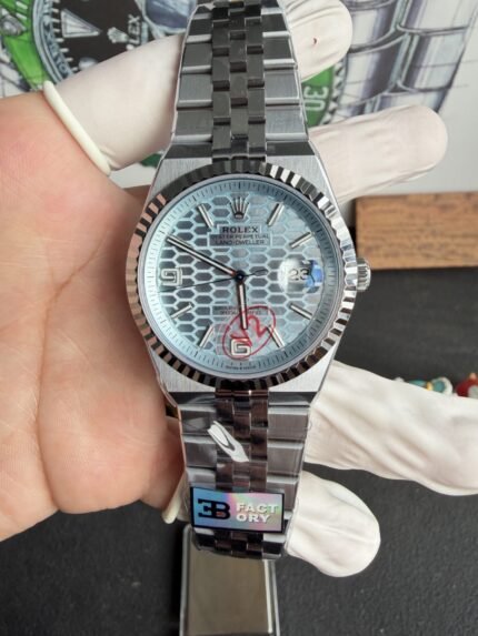 Rolex Land-Dweller 127336 Ice-Blue Honeycomb-Motif Dial 40mm Super Clone