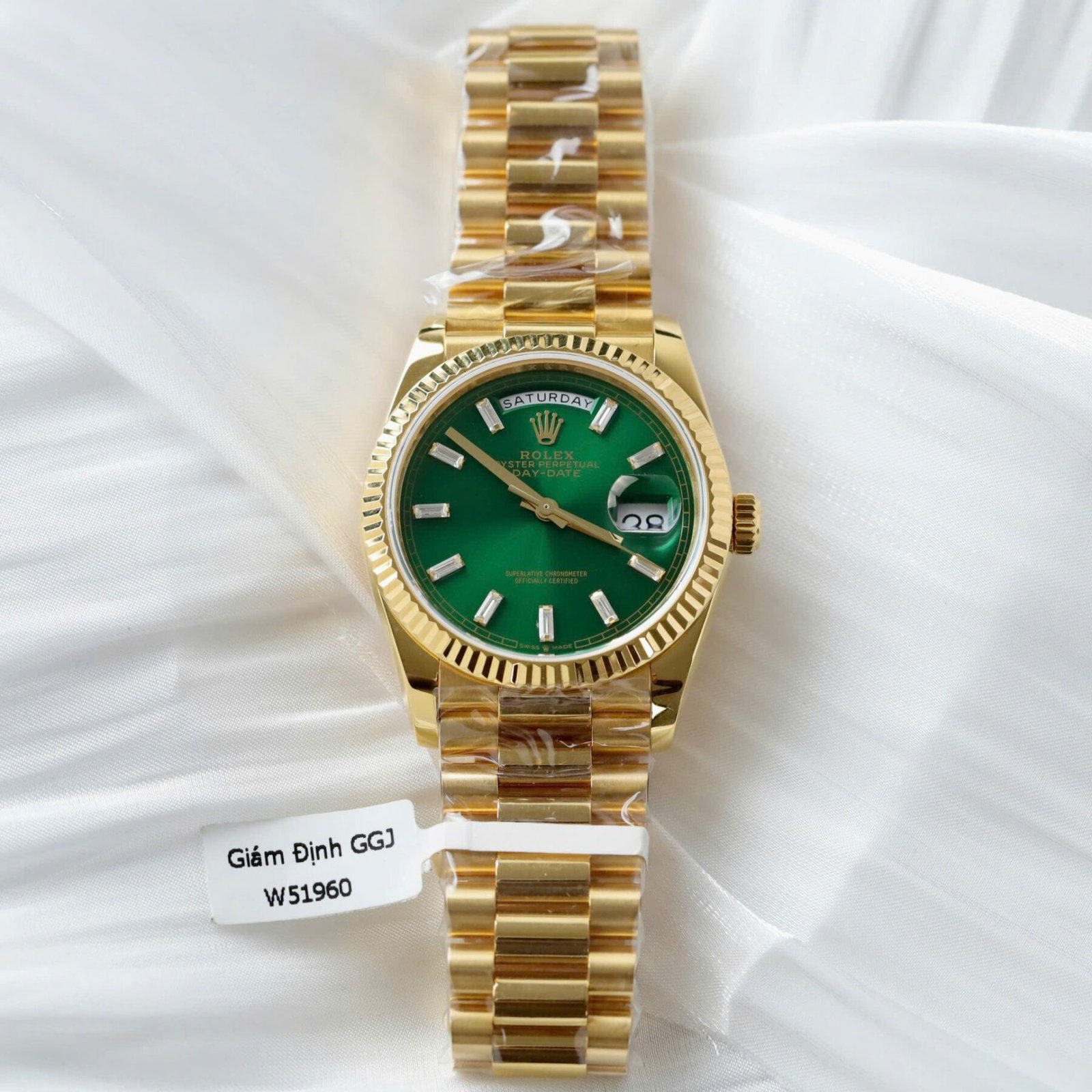 1750589329-517-1.jpg Rolex Day-Date YG Plated Green Dial CZ Diamonds 36mm Super Clone - 图片 1