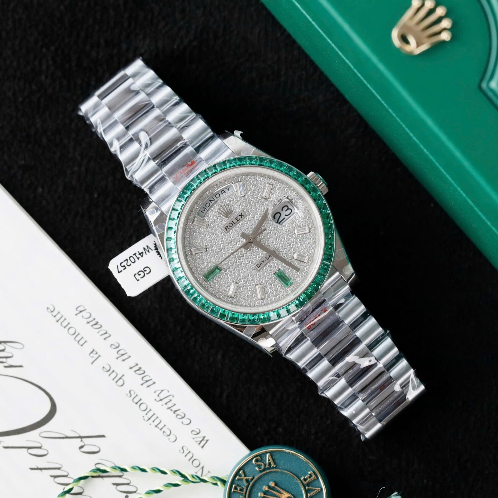 1750589341-522-2.jpg Rolex Day-Date 904L Steel Diamond Dial Baguette Diamond 40mm Super Clone - 图片 1