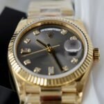 Rolex Day-Date 128238 YG Plated Grey Dial CZ Diamonds 36mm Super Clone - 图片 5