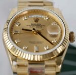 Rolex Day-Date 128238 YG Plated Champagne Dial CZ Diamonds 36mm Super Clone - 图片 4