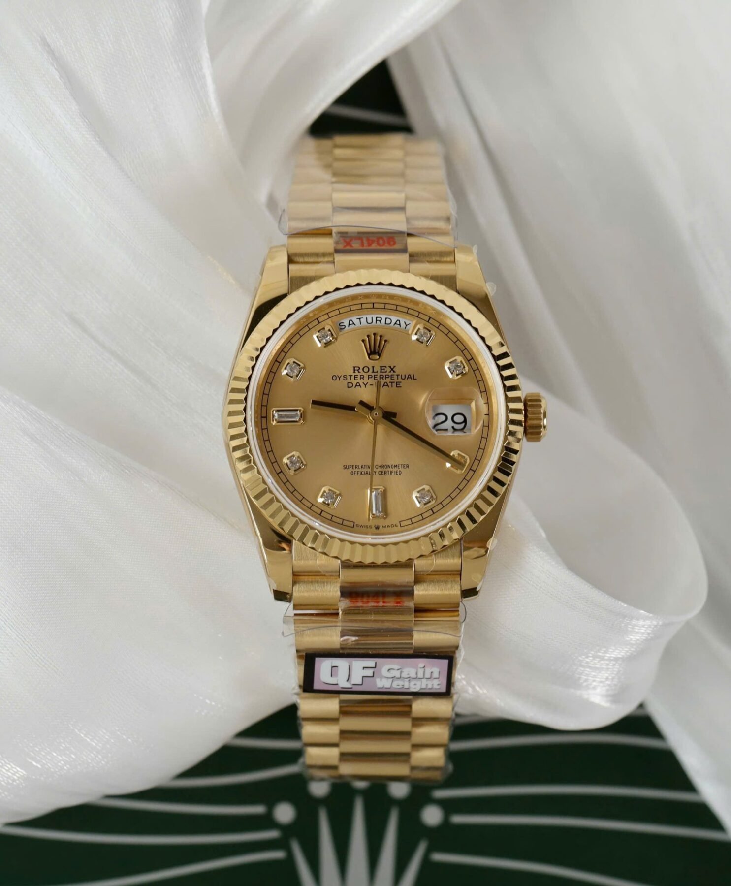 1750589469-564.jpg Rolex Day-Date 128238 YG Plated Champagne Dial CZ Diamonds 36mm Super Clone - 图片 1
