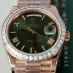 Rolex Day-Date RG Plated Green Dial Baguette Diamond 40mm Super Clone - 图片 4