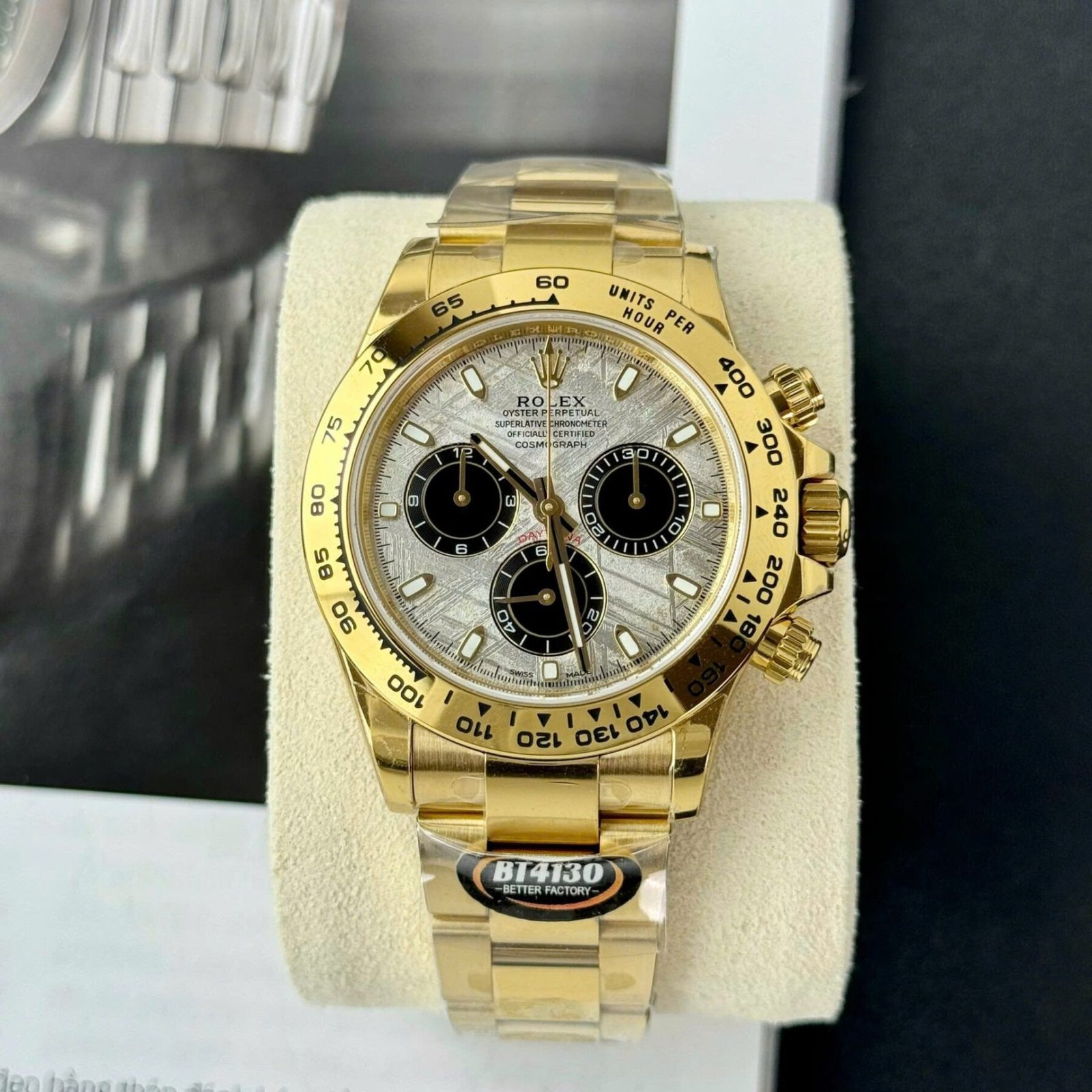 1750589667-634.jpg Rolex Daytona 116508 YG Plated Meteorite Dial 40mm Oyster Super Clone - 图片 1