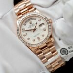 Rolex Day-Date RG Plated Meteorite Dial Baguette Diamond 36mm Super Clone